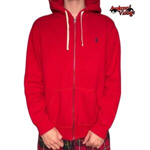 Polo Ralph Lauren red zip-up hoodie size L